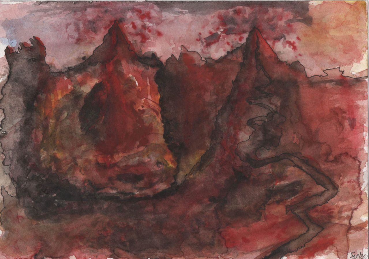 Aquarell "Rotgebirge" von Heiko Scheidweiler